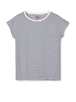MADS NØRGAARD Dame - Fine Jersey Teasy Tee Stripe