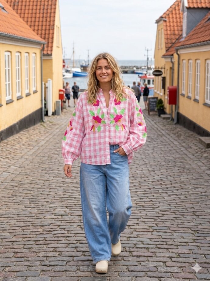 QNUZ - Boheme Checkered shirt w embro QNUZ - Boheme Checkered shirt w embro