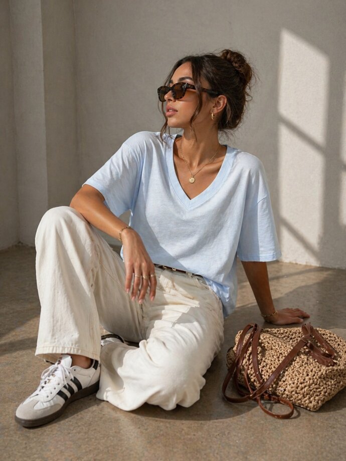 QNUZ - Basic T-Shirt w V-Neck QNUZ - Basic T-Shirt w V-Neck
