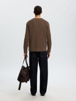 SELECTED -  SLMBRAUN KNIT RLX RIB CREW NECK NOOS