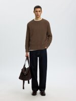SELECTED -  SLMBRAUN KNIT RLX RIB CREW NECK NOOS