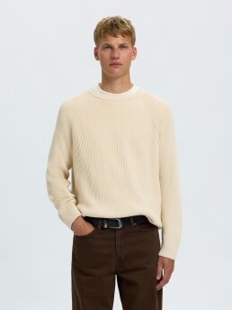 SELECTED - SLMBRAUN KNIT RLX RIB CREW NECK